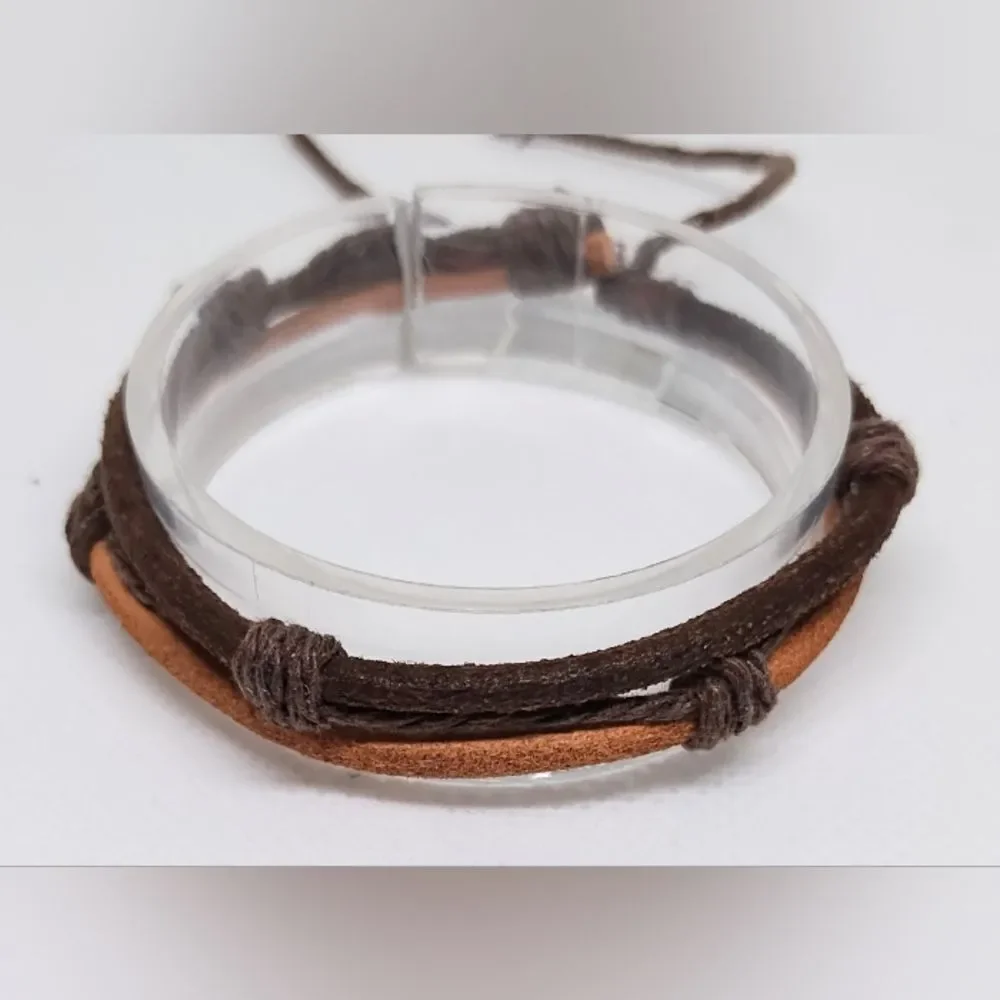 Leather layered brown bracelet‎ for men new F1